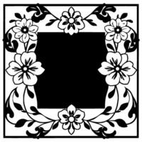 Intricate Black and White Floral Frame with Central Blank Space and Delicate Botanical . vector