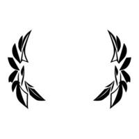 Symmetrical Black Leafy Crescent on White Background, Minimalist, Geometric, Abstract, and Emblematic. vector