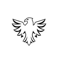 Bold Black and White Eagle Crest , Wings Spread, Monochromatic Emblem Representing Strength, Freedom, and Power on White Background. vector