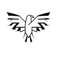 Geometric Black and White Eagle Modern Depicting Bird in Flight with Angular Wings and Sharp Lines on White Background. vector