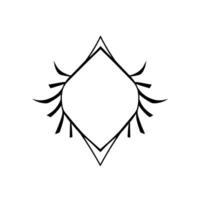 Abstract geometric artwork featuring a diamondshaped frame with stylized spiky elements emanating from its sides, set against a clean white background. vector