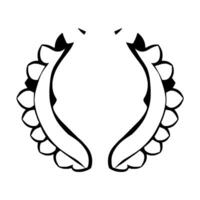 A minimalist digital illustration featuring two stylized, mirrorimage curved shapes with spiky edges and sharp details, suggesting an abstract creature, set against a stark white background. vector