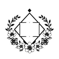 Floral Geometric Frame a symmetrical of flowers and foliage embellishing a diamondsquare structure, perfect for invitations or elegant branding. vector