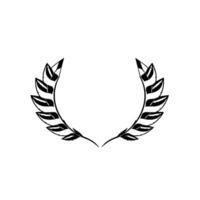 Minimalist Black Laurel Wreath on White Artistic Representation of Victory, Achievement, and Emblem . vector