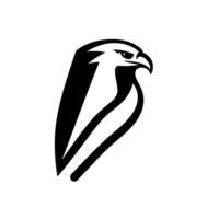 A bold, stylized black and white illustration of a falcons profile, exuding power and focus on a clean white background. vector