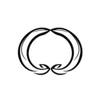 Minimalist Black and White Emblem Featuring Two Intertwined LeafLike Arcs with a Central Empty Space, Emphasizing Symmetry and Natural Forms. vector