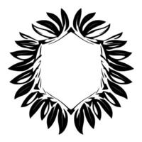 Elegant Black and White Leafy Hexagonal Frame , Ornamental Element with a Modern and Minimalist Aesthetic. vector