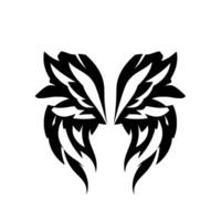 Symmetrical black and white featherlike wings , evoking a sense of freedom, elegance, and artistic flair on white background. vector