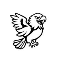 Aggressive Illustration of a White Eagle in Flight with Open Beak, Sharp Claws, and Angered Expression on a Clean White Background vector