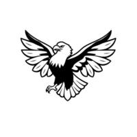 Stylized Black and White Eagle with Wings Spread in a Frontal View, on a White Background for . vector