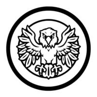 Stylized, Bold Eagle Emblem in a Concentric Circle Monochromatic Depicting Strength and Authority. vector