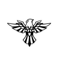 A Bold, Black and White Illustration of an Eagle with Outstretched Wings, Symbolizing Strength and Freedom Against a Plain White Background. vector