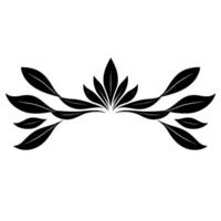 Symmetrical, Black White Leaf Motif Elegant, Decorative Arch on a Minimalist White Background, Suitable for Emblems and Embellishments. vector