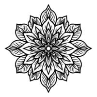 Intricate Black and White Mandala Geometric Floral Pattern with Concentric Petals Radiating Outward, Abstract and Decorative, Isolated on White. vector