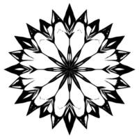 Symmetrical geometric pattern in black and white, resembling a stylized flower or star with sharp edges and repeating elements. vector