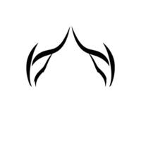 Minimalist Black and White Crestlike with Curved, Leafy Elements, and Subtle Shadowing on White Backdrop. vector