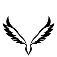 Symmetrical Black Wings on White Background, Minimalist , Representation of Freedom and Flight. vector