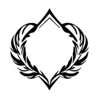 Intricate Black and White Symmetric Ornamental , featuring a Diamond Shape Frame and Floral Elements, Perfect for Decorative Use vector