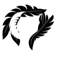 Abstract Monochrome Feather with Curved Black and White Elements on White Background, Creating a Symmetrical Composition. vector