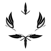 Elegant black feathers forming a symmetrical , suggesting flight, freedom, or decorative elements against a white background. vector