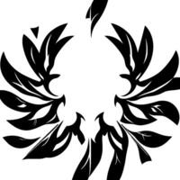 Symmetrical Black Leaf Motif on White Background A Minimalist Abstract with Dynamic Curves and Flowing Lines. vector
