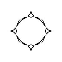 Abstract Black Geometric Emblem with Starlike Designs and Curved Lines on White Background vector