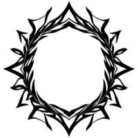 Intricate Black and White Ornamental Circle Frame, Geometric with ArrowLike Elements, Clean Background, Modern Style. vector
