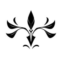 Symmetrical Black White Floral Emblem with Geometric Leaves, Organic Forms, and Decorative Abstract on a Plain Background. vector