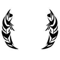 Symmetrical Black Leaflike Silhouette Pattern on White Background, Forming a Curved Resembling Decorative Elements or Wings. vector
