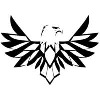 Striking Black White Geometric Eagle with Outspread Wings and Intense Gaze, Isolated on White. vector
