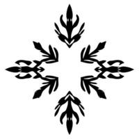 Symmetrical black floral on white background, abstract and ornamental, evoking a sense of order and balance with sharp edges. vector