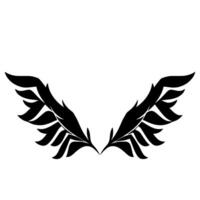 Symmetric Black Feathered Wing on White Background Minimalist Symbol of Freedom, Grace and Elegance vector
