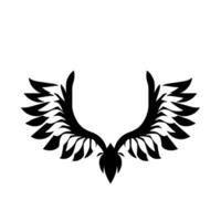 Symmetric Black Winged on White Elegant Silhouette Featuring Abstract Feathered Wings, Suitable for Logos or Elements. vector