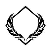 Black Feathered Crest Emblazoned in a Geometric Rhombus Frame, Modern Minimalist . vector