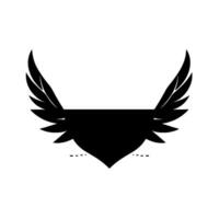 Symmetrical Black Wings Above a HeartShaped Emblem on a White Background, Modern Heraldic . vector