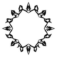 Ornate Black and White Circular Floral with Geometric Elements, Creating a Border or Frame Effect on a White Background. vector