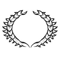 Symmetrical Black Laurel Wreath Illustration with Detailed Leaf Pattern on White Background vector