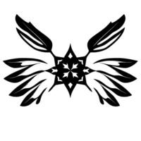 Symmetrical Black and White FloralInspired Featuring Leaflike Extensions, Starburst Core, and Abstract Aesthetic. vector