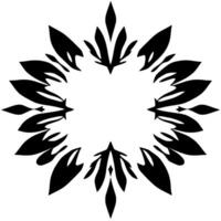 Symmetrical Black and White Floral Abstract with Pointed Petals Radiating from a Central Void. vector