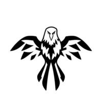 Stylized Black and White Eagle Silhouette with Open Wings, Powerful and Geometric Against White. vector