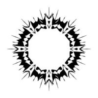 Bold Black and White Circular Abstract with Spiked Edges, Creating a Symmetrical Pattern on White Background. vector