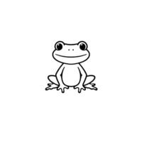 A minimalist illustration of a cheerful frog with big eyes, sitting calmly on a white background. Simple and stylized artwork. vector