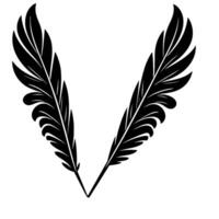Bold Silhouette of Two Stylized Black Feathers Forming a VShape, Isolated on White, Suggesting Elegance. vector
