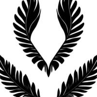 Abstract Black Palm Leaves Arrangement on a White Background, Minimalist Artistic Composition. vector
