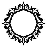 Intricate symmetrical black and white floral frame, octagonal shape, decorative , elegant, minimalist, bold lines. vector