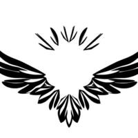 Bold Black and White Abstract Wing with Featherlike Shapes, Minimalist Artistic Composition, HighContrast Illustration. vector