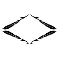 Four Black Feathers Forming a Diamond Shape on White Background, Representing Elegance and Simplicity. vector