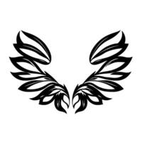 Symmetrical Black and White of Stylized Feathered Wings, Symbolic of Freedom, Power, and Elegance. vector