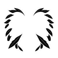 Symmetrical Black Feather Arrangement A Minimalist with Arcing Forms Forming a HeartLike Silhouette on a White Canvas. vector