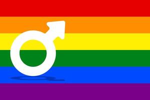 Pride Symbol A graphic representation of the rainbow flag, a globally recognized symbol of the LGBTQ community, superimposed with the symbol of a male vector
